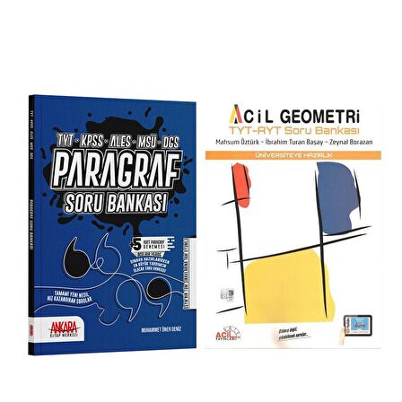 Acil Yayınları TYT AYT Geometri ve Ankara Kitap Merkezi Paragraf Soru Bankası Seti 2 Kitap