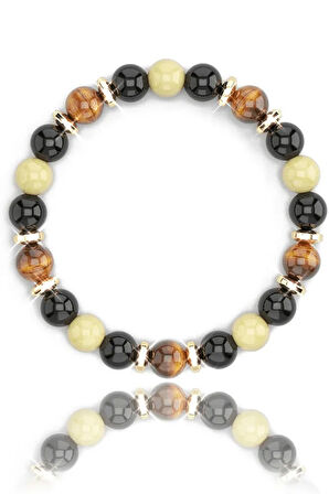 Para Sağlık Mutluluk Doğal Taş Bileklik (kaplan Gözü Sitrin Lav Obsidyen)