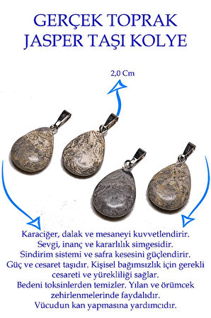 Sertifikalı Damla Model Desenli Harita Jasper Taşı Kolye (GÜMÜŞ APARATLI)
