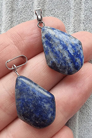 Sertifikalı Gerçek Piramit Model Lapis Lazuli Taşı Kolye