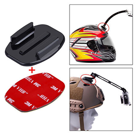 Tüm Aksiyon Kameralara Uyumlu 2 Adet Düz Zemin Aparatı + 3M Yapışkan Bant