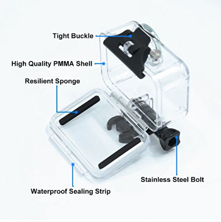 Dji Osmo Action 3/4/5 Uyumlu Su Geçirmez Kılıf Housing