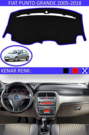 Fiat Tempra Dijital Ekran İçin Uygun Torpido Koruma Halısı Siyah Kenar Renk Mavi