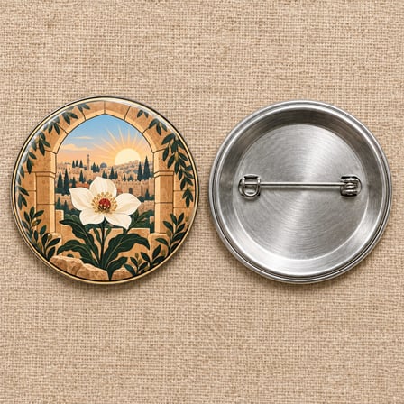 Kudüs Çiçeği | Filistin Temalı 58 mm İğneli Rozet