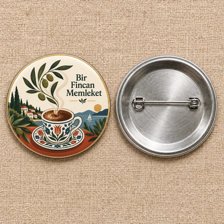 Bir Fincan Memleket | Filistin Temalı 58 mm İğneli Rozet