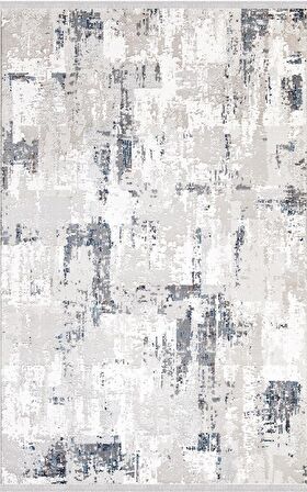 İpek Mekik Halı Filiya Gri Ekru Modern Saçaklı Halı