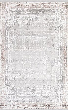 İpek Mekik Halı Filiya Gri Kahve Eskitme Desenli Halı