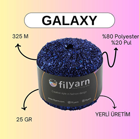 Galaxy, örgü ipi, SET, Simli pullu ip, Pullu ip, Simli ip, Amigurumi ipi, Süsleme ipi, Çanta ipi