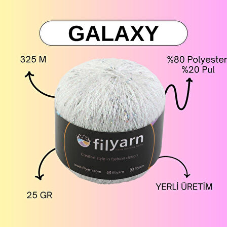 Galaxy, örgü ipi, SET, Simli pullu ip, Pullu ip, Simli ip, Amigurumi ipi, Süsleme ipi, Çanta ipi