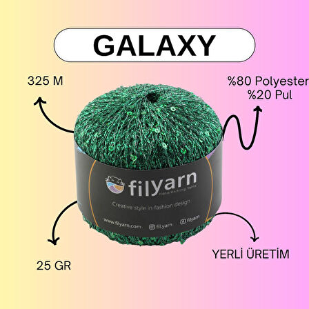 Galaxy, örgü ipi, SET, Simli pullu ip, Pullu ip, Simli ip, Amigurumi ipi, Süsleme ipi, Çanta ipi