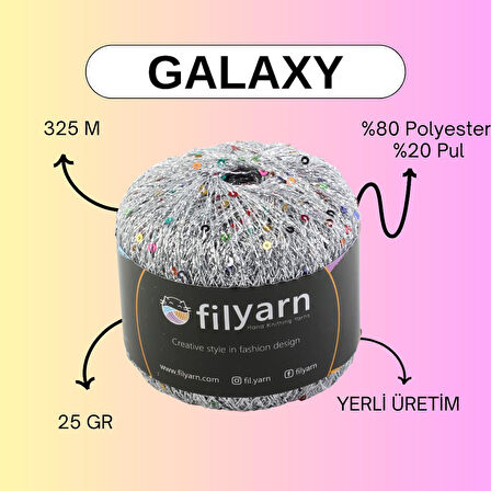 Galaxy, örgü ipi, SET, Simli pullu ip, Pullu ip, Simli ip, Amigurumi ipi, Süsleme ipi, Çanta ipi