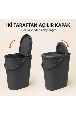 24 Litre Çok Amaçlı Kulplu Çöp Kovası Kapaklı Çöp Kutusu Banyo Mutfak Organ