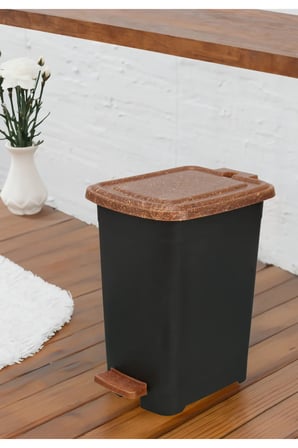 Ahşap Görünümlü Slim Pedallı Çöp Kovası: 8 Litre