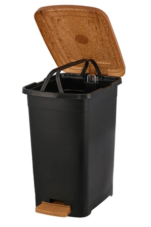 Ahşap Görünümlü Slim Pedallı Çöp Kovası: 8 Litre