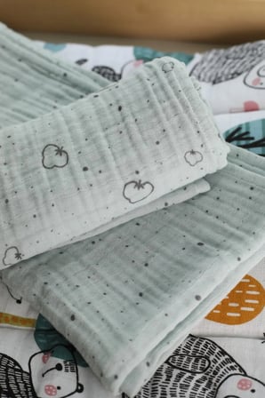 2'li Organik Çok Amaçlı 80*80 Cm Müslin Çocuk Ve Bebek Örtüsü, Mint Yeşili
