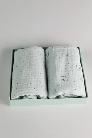 2'li Organik Çok Amaçlı 80*80 Cm Müslin Çocuk Ve Bebek Örtüsü, Mint Yeşili