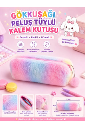 Pastel Renkli Gökkuşağı Kalemlik ve Makyaj Çantası, Şık ve Kullanışlı