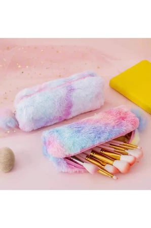 Pastel Renkli Gökkuşağı Kalemlik ve Makyaj Çantası, Şık ve Kullanışlı