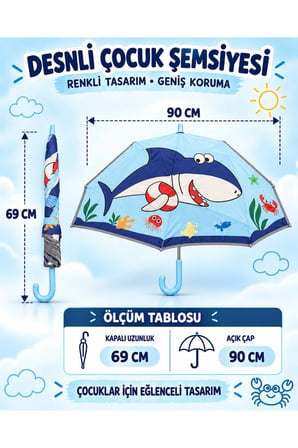6 Telli Fiber Çift Katlı Çocuk Şemsiyesi Rüzgarda Kırılmaz