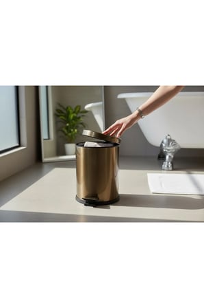 Eskitme Kova Antik Gold Çöp Kovası Pedallı Premium Tasarım Paslanmaz Çelik