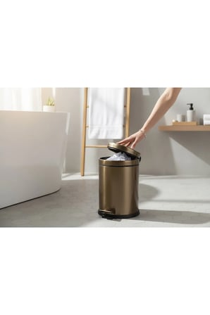 Eskitme Kova Antik Gold Çöp Kovası Pedallı Premium Tasarım Paslanmaz Çelik