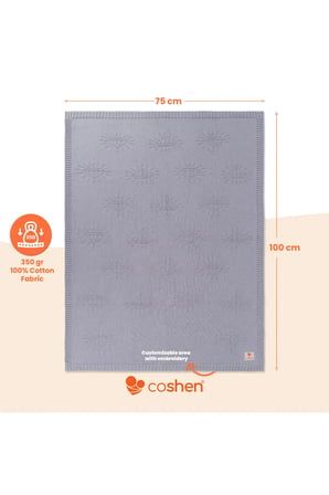 %100 Organik Pamuk Triko Örgü Bebek Battaniyesi 75x100 cm - Yumuşak Nefes A