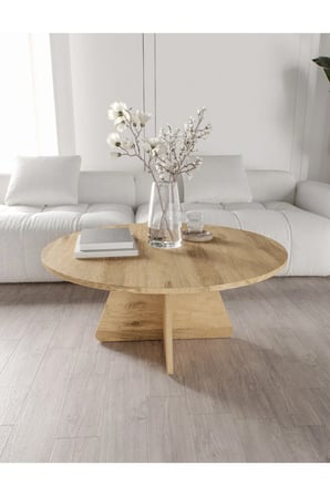 Mush 90cm Orta Sehpa - Beyaz, Ceviz, Meşe, Traverten Desenli