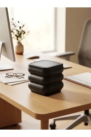 Modern Dalgalı Kapaklı Masaüstü Çöp Kovası ve Düzenleyici Organizer Kutu