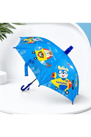 Erkek Çocuk Şemsiye Mavi Uçak Helikopter Teddy Ayıcık Bardaklı Düdüklü UV K