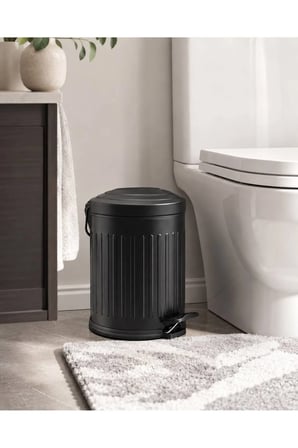 Vintage Çöp Kovası Çizgili Siyah 5 Lt