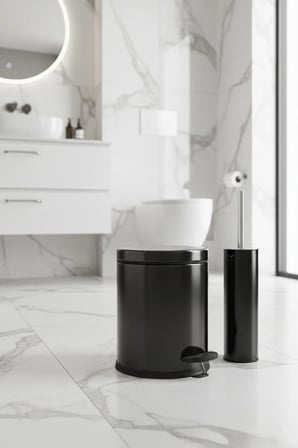 3 Litre Siyah 2'li Banyo Seti Pedallı Çöp Kovası Wc Klozet Tuvalet Fırça Se