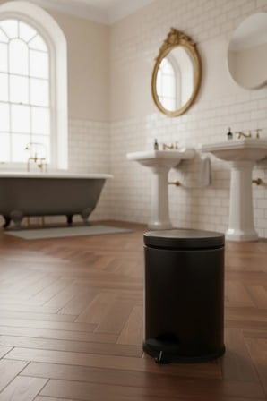 3 Litre Siyah 2'li Banyo Seti Pedallı Çöp Kovası Wc Klozet Tuvalet Fırça Se