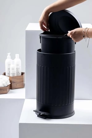 16 Litre Siyah Vintage Amortisörlü Çöp Kovası Sessiz Yavaş Kapanan Banyo Tu