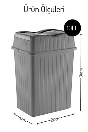 10Lt. Çift Kapaklı Çöp Kovası, Mutfak ve Banyo İçin Çöp Kutusu