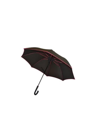 Otomatik Uzun Baston Şemsiye Pembe Şeritli Siyah 103cm 85,6cm 190t Pongee 1