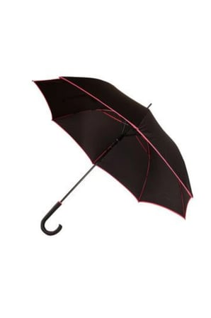 Otomatik Uzun Baston Şemsiye Pembe Şeritli Siyah 103cm 85,6cm 190t Pongee 1