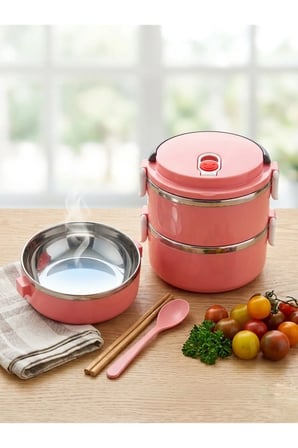 3 Katlı Sızdırmaz Çelik Yemek Termosu Sefer Tası 1.8 L