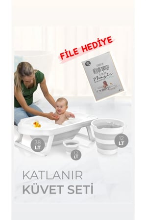 Katlanır Çocuk Küveti Su Kovası Ve Maşrapa Seti Akordiyon Bebek Yıkama Seti