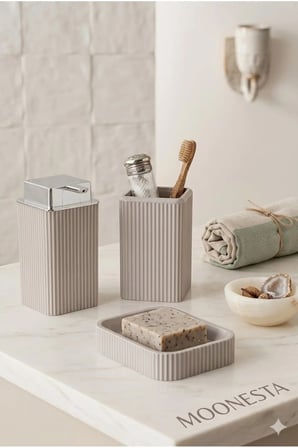 Coco Kelly 3'lü Banyo Seti - Açık Kahve