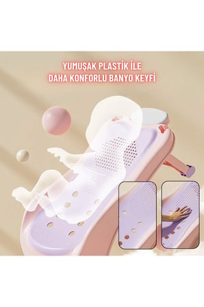 Bebek Banyo Yatağı ve Oturak Yeni Doğan Uyumlu Katlanır Küvet Aparatı Alt D