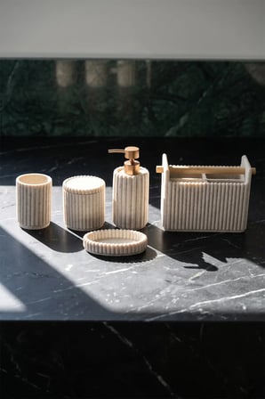 Laduree Bej 5 Parça Banyo Aksesuar Seti