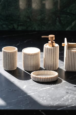Laduree Bej 5 Parça Banyo Aksesuar Seti