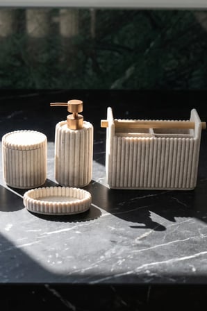 Laduree Bej 5 Parça Banyo Aksesuar Seti