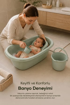 4'lü Bebek Banyo Seti - Bebek Yıkama Küveti - Vakum Taban Yıkama Aparatı -