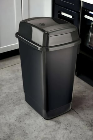Siyah Banyo Çöp Kovası 27 Litre Çift Taraf Itme Kapaklı Çöp Kovası Atık Kut