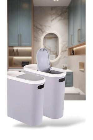 Kups Gri 10 Lt Click Çöp Kovası , Mutfak, Banyo, Tuvalet Çöp Kutusu Tuvalet