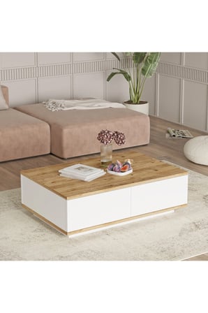 Orta Sehpa 60x90cm 2 Kapaklı Çam-beyaz