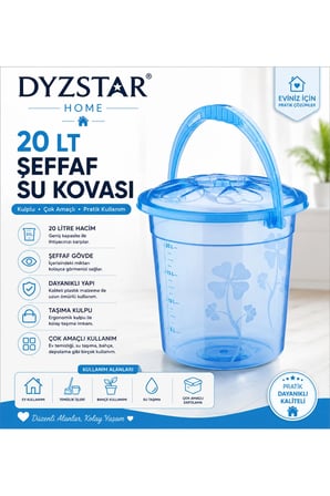 Şeffaf Plastik Su Kovası 20 Litre Kulplu Çok Amaçlı Kova