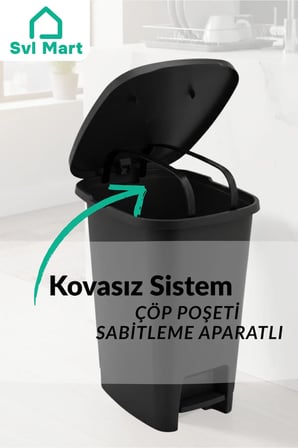 10 Litre Slim & Pedallı Plastik Çöp Kovası Çöp Kutusu İç Kovasız Sistem