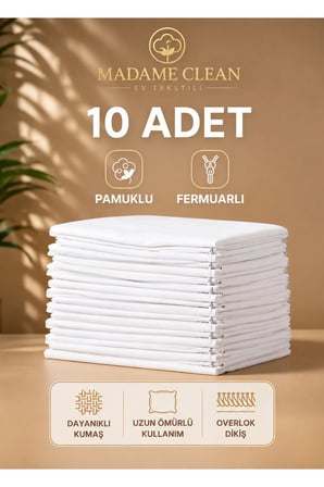 Pamuklu Fermuarlı İç Yastık Kılıfı Beyaz 50 x 70 cm